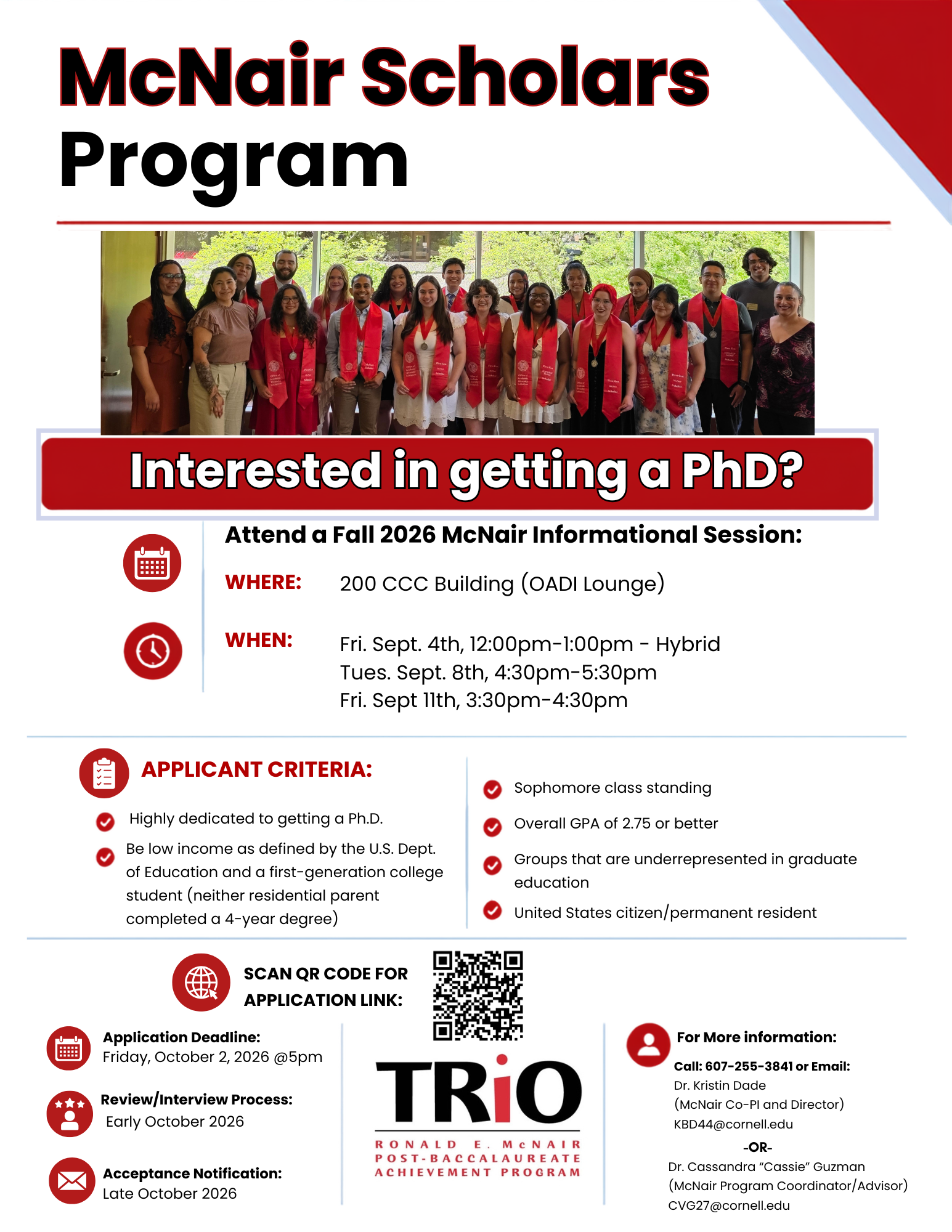Flyer with the McNair program info for 2026
